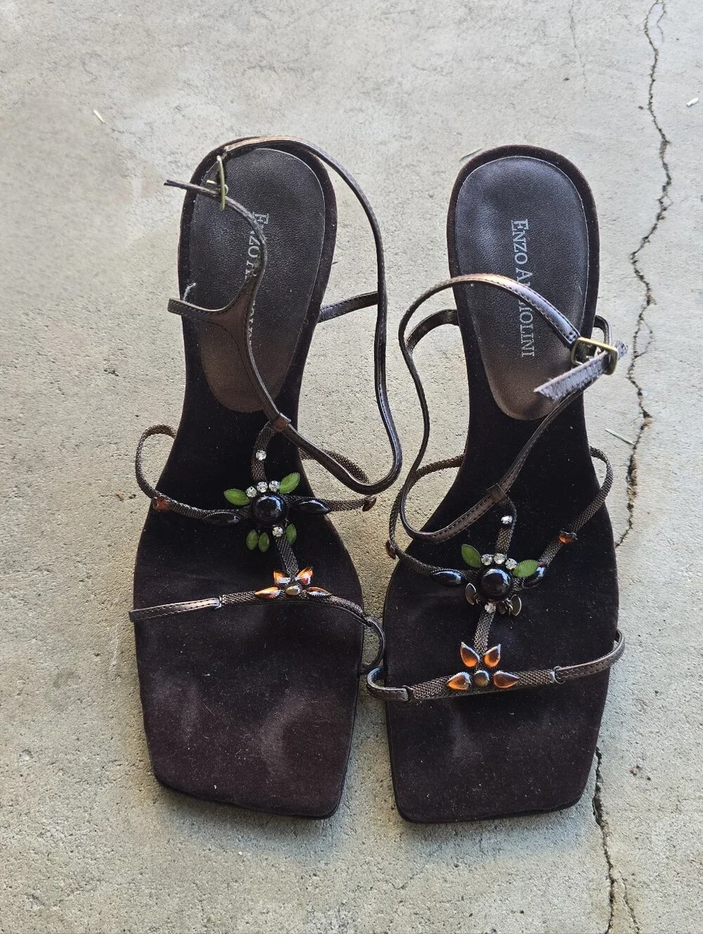 vintage y2k Whimsical Earth Fairy Euro Coded Chain Beaded heels 7.5